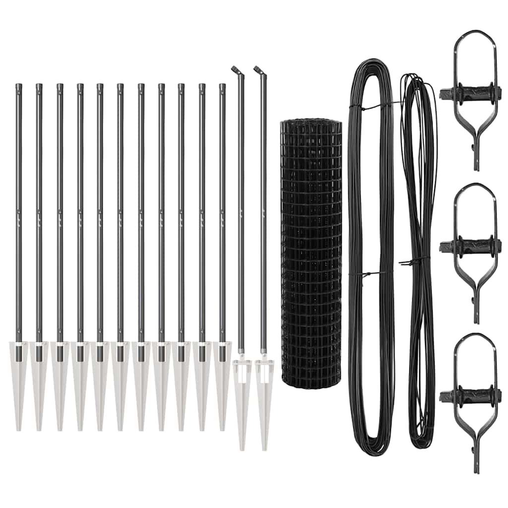 vidaXL Ευρωπαϊκός Φράχτης με 13 Σταυρούς 1.2x25 μ Γαλβανισμένος Χάλυβας Γκρι