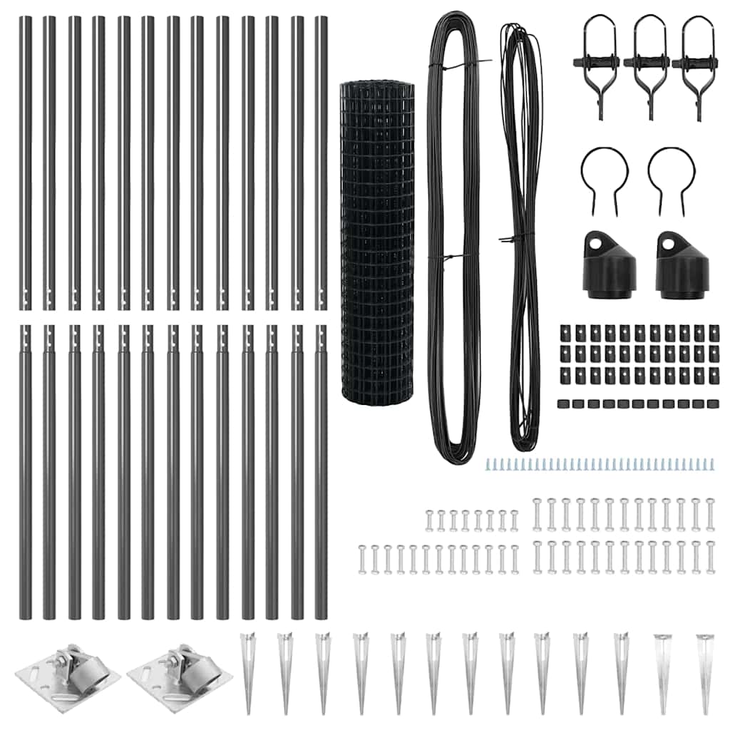 vidaXL Ευρωπαϊκός Φράχτης με 13 Σταυρούς 1.2x25 μ Γαλβανισμένος Χάλυβας Γκρι