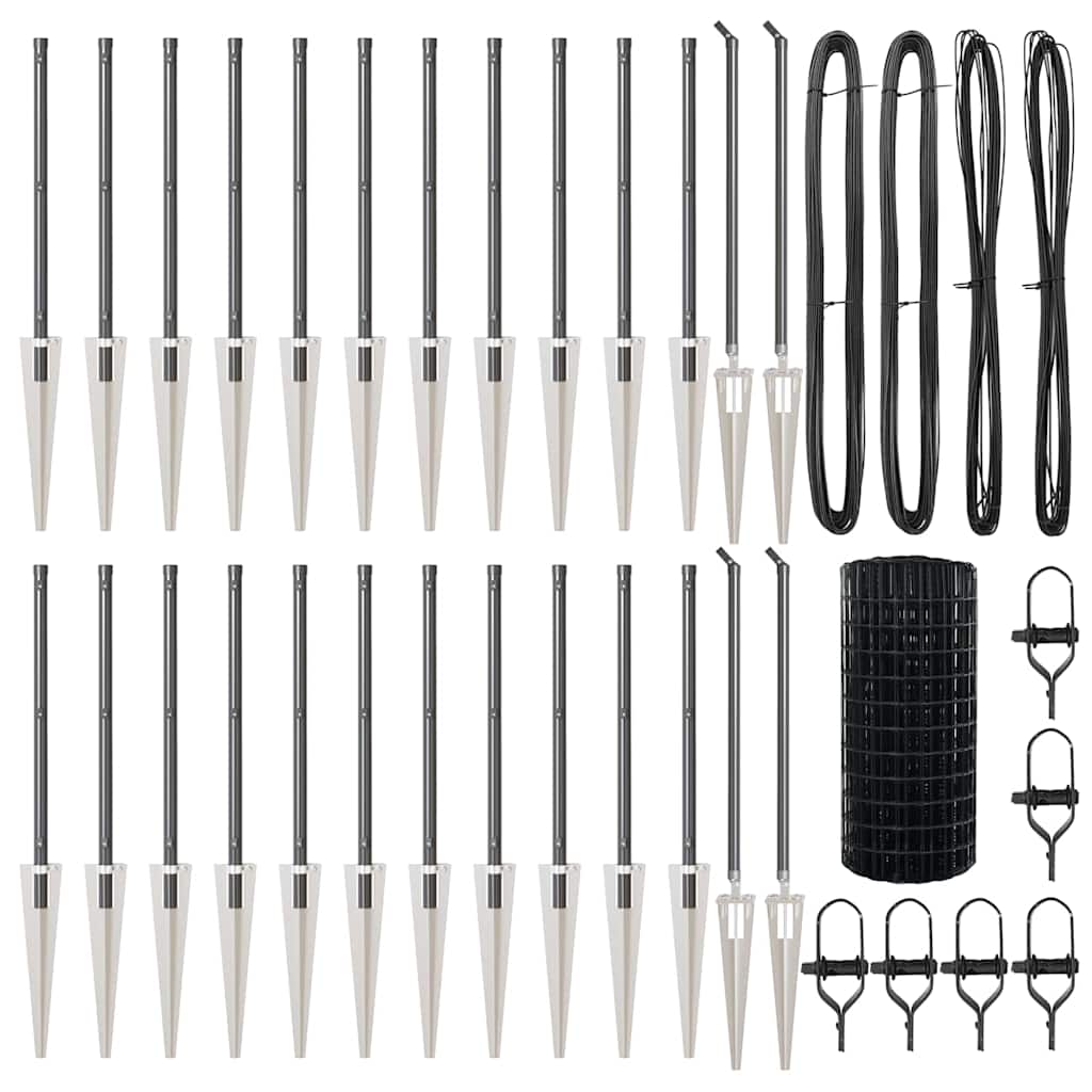 vidaXL Ευρωπαϊκό Φράχτη με 13 Σταθερές Βάσεις 0.6x50 μ Γαλβανισμένο Ατσάλι Γκρι