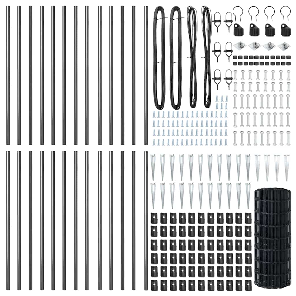 vidaXL Euro Fence με 13 Βύσματα 0.6x50 μ. Γαλβανισμένο Ατσάλι Γκρι