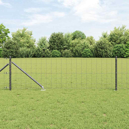 vidaXL Euro Fence με 13 Στηρίγματα Πόλου 0.6x50 μ Γαλβανισμένος Χάλυβας Γκρι