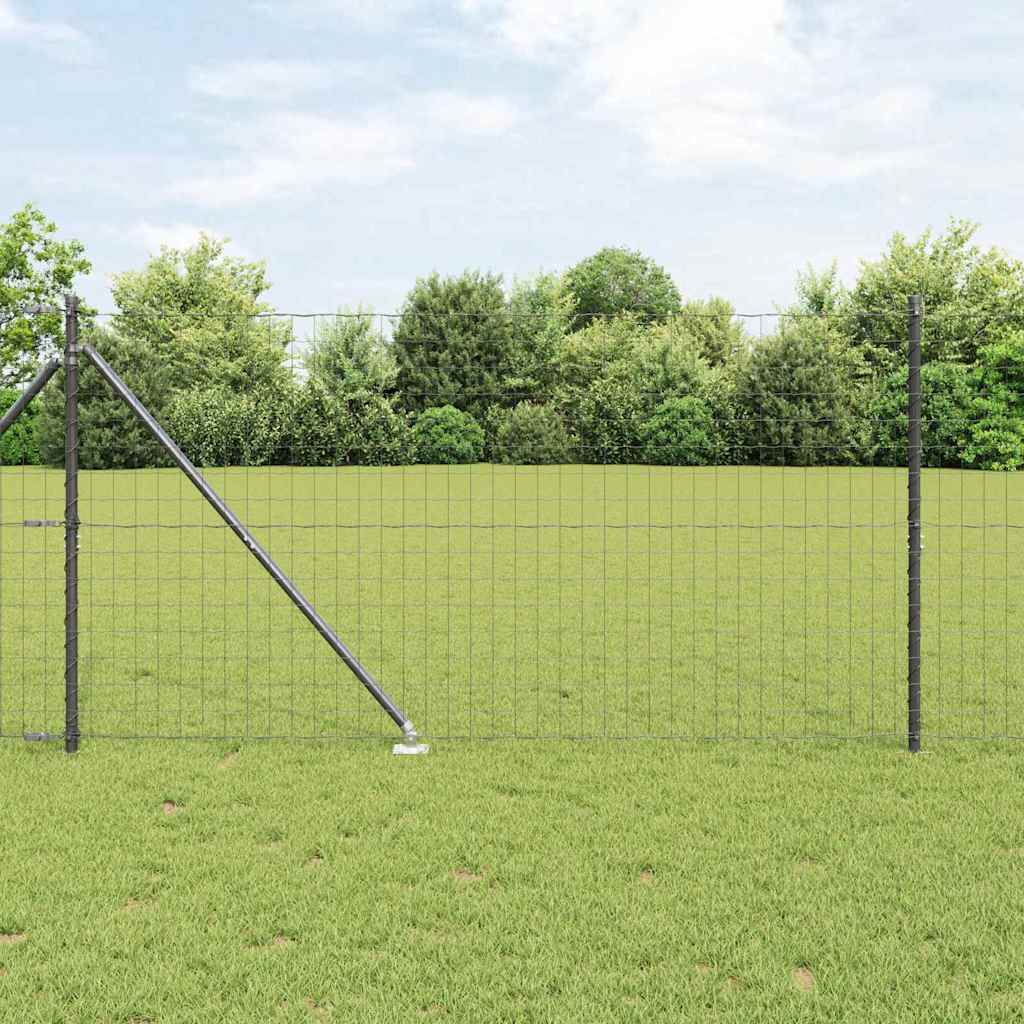 vidaXL Euro Fence με 7 Σημαδούρες 1.4x10 μ Γαλβανισμένο Ατσάλι Γκρι
