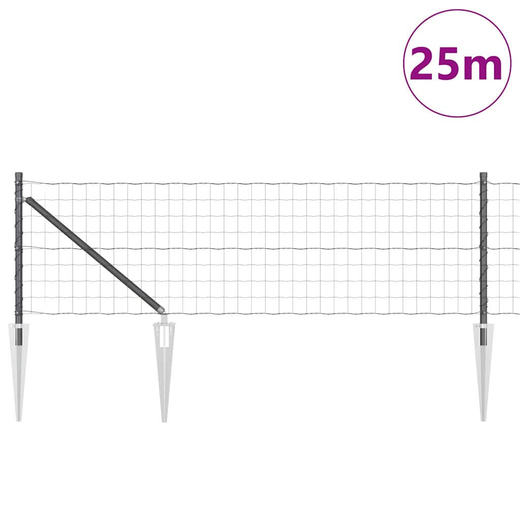 vidaXL Euro Fence με 13 Γάντζους 0.6x25 μ Γαλβανισμένο Χάλυβα Γκρι