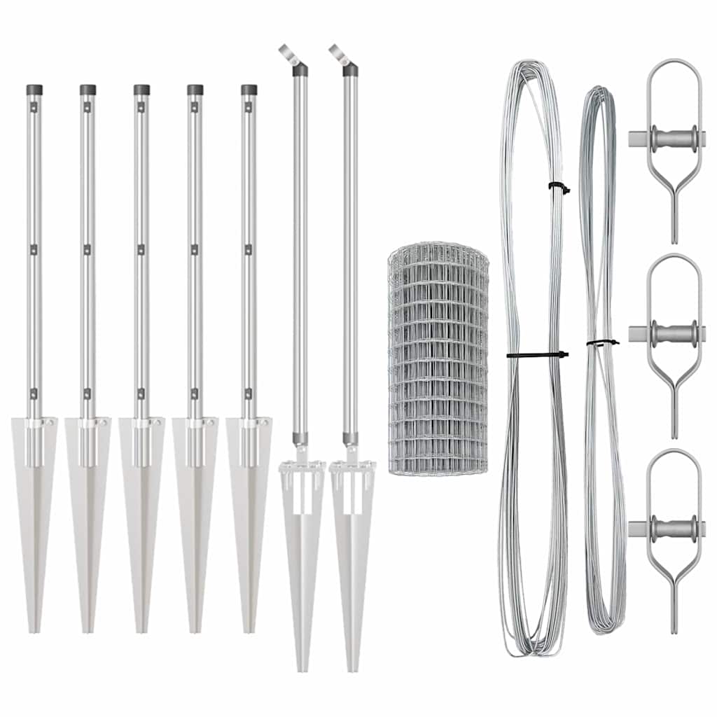 vidaXL Ευρωπαϊκή Περίφραξη με 7 σπαστούς πυλώνες 0.4x10 μ Γαλβανισμένο Ατσάλι