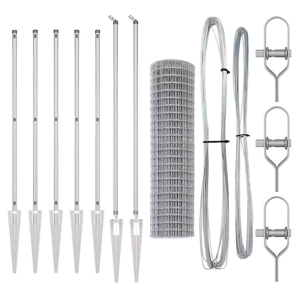 vidaXL Euro Fence με 7 Στήλες με ακίδες 1.2x10 μ Γαλβανισμένο ατσάλι