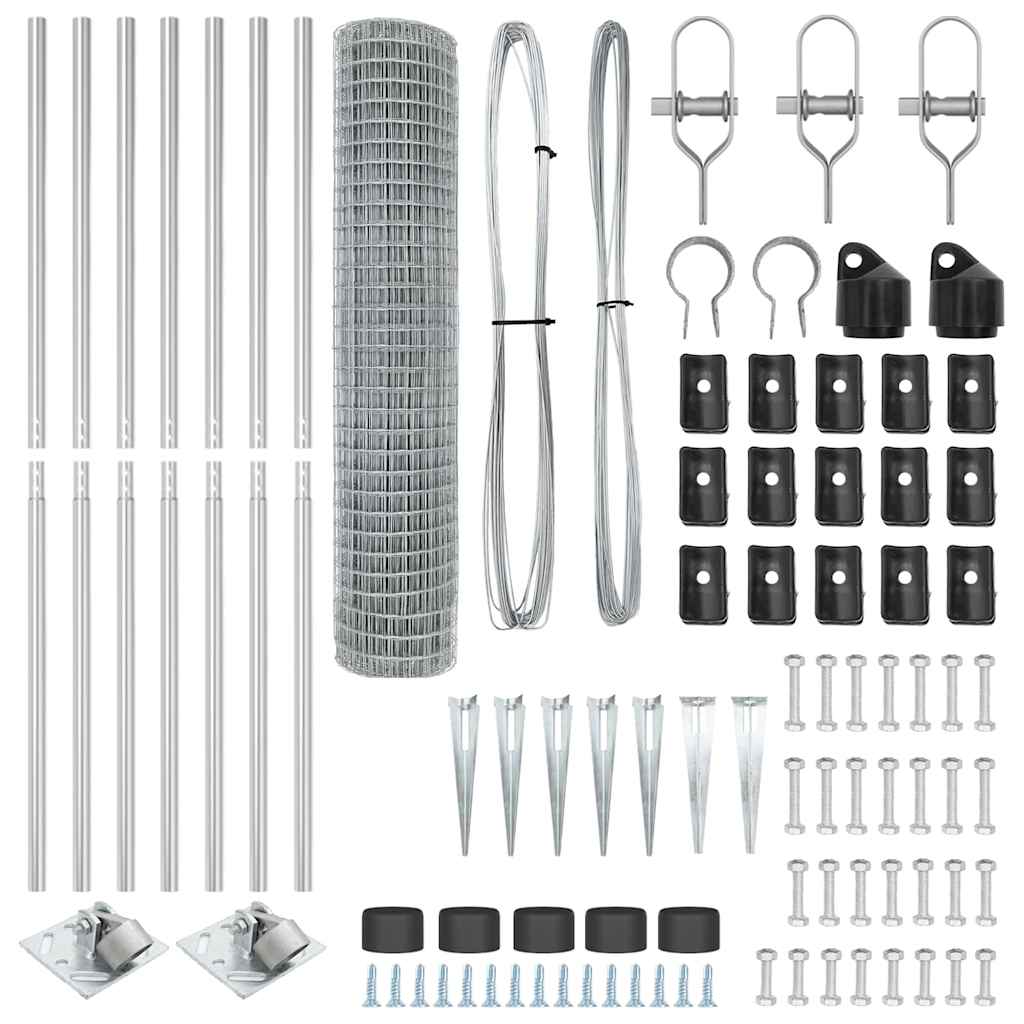 vidaXL Φράχτης Euro με 7 Στήλες 1.6x10 μ Γαλβανισμένο Ατσάλι