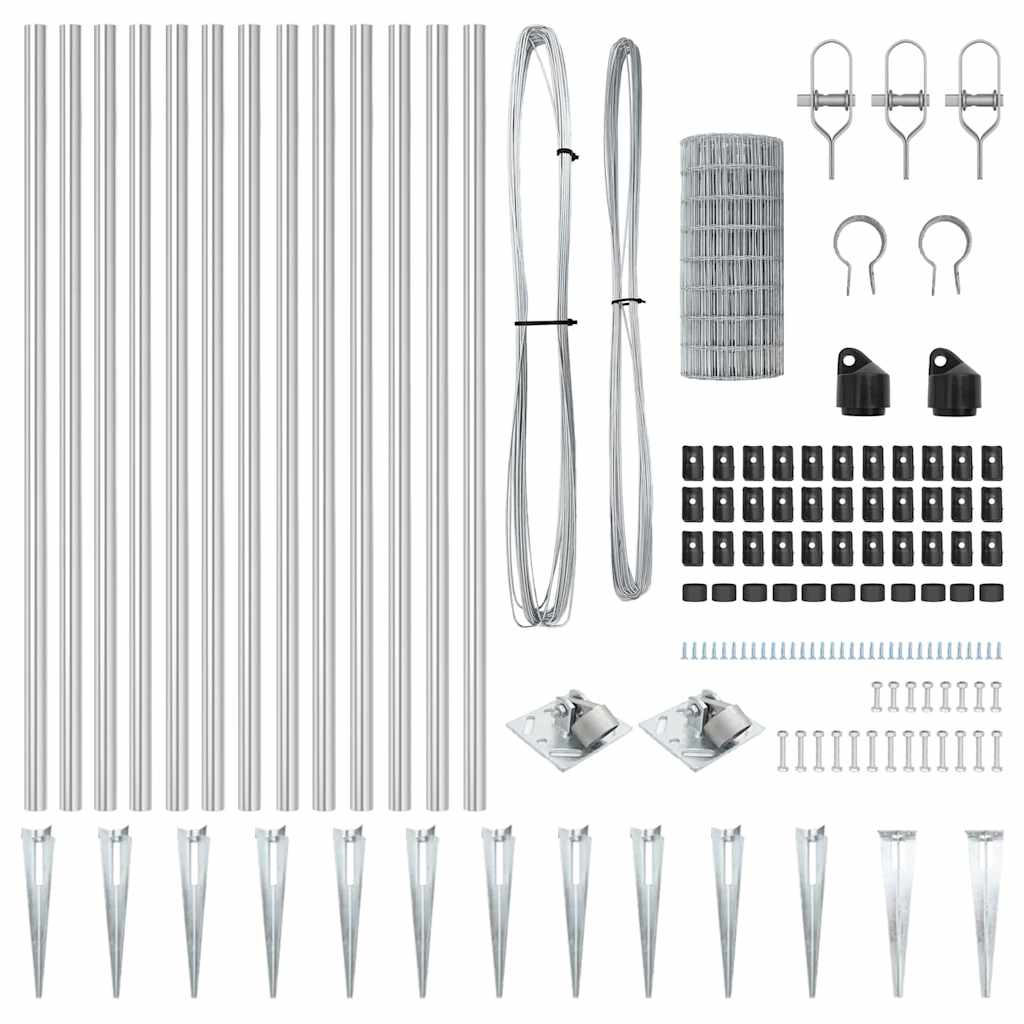 vidaXL Euro Fence με 7 Στηρίγματα Σπικάλ 1x10 μ Γαλβανισμένος Χάλυβας