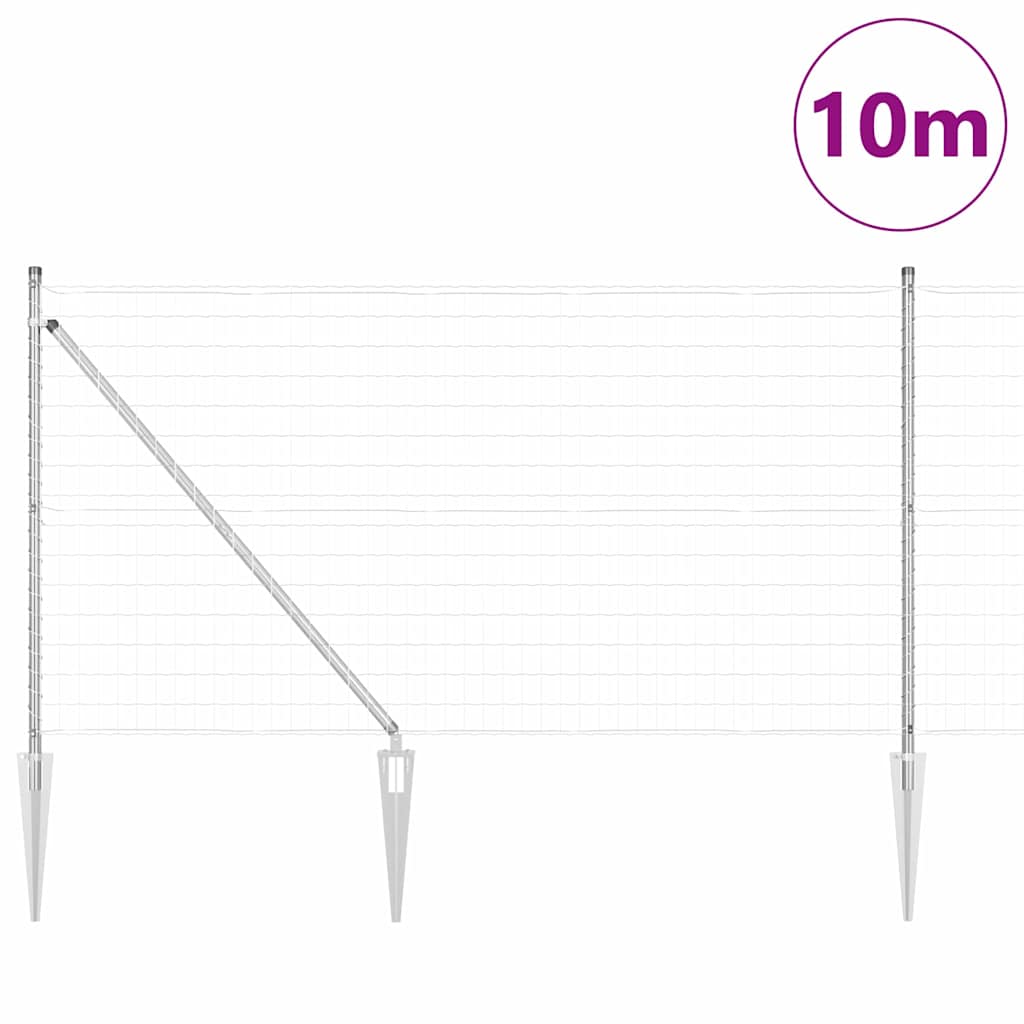 vidaXL Euro Fence με 7 Στηρίγματα Σπικάλ 1x10 μ Γαλβανισμένος Χάλυβας