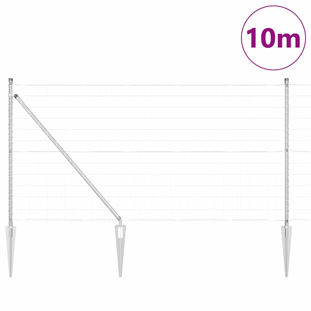 vidaXL Euro Φράκτης με 7 Σταθμούς Στήριξης 1x10 μ Γαλβανισμένος Χάλυβας