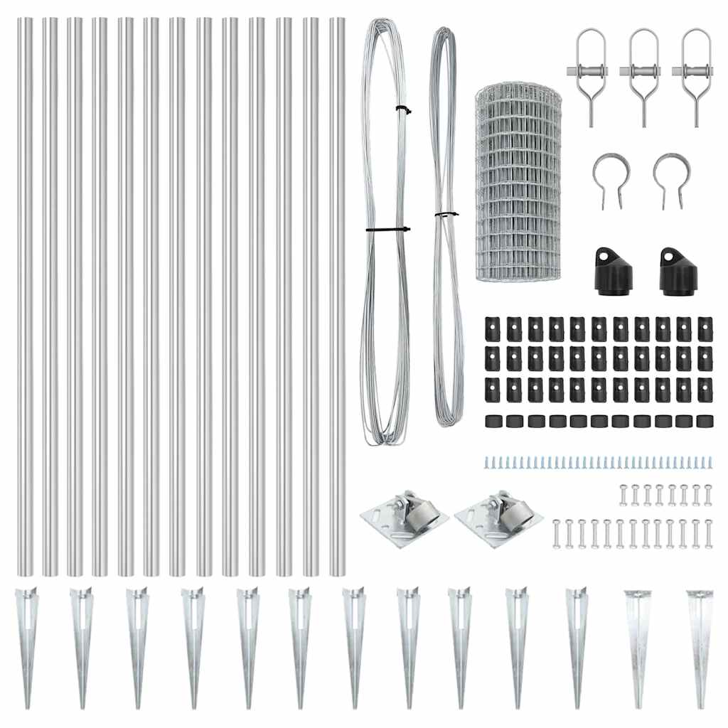 vidaXL Ευρωπαϊκός Φράκτης με 13 Σαββίδες 0.6x25 μ Γαλβανισμένος Χάλυβας