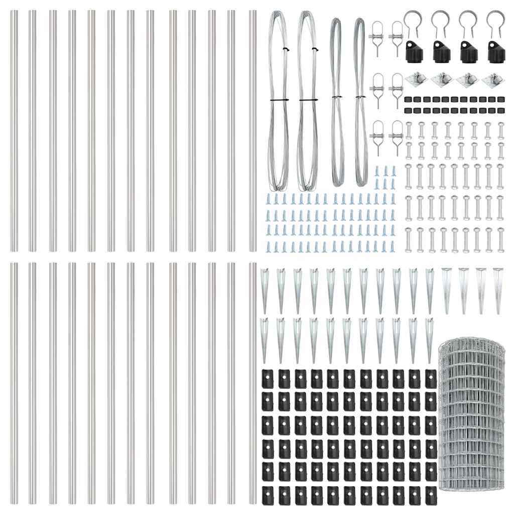 vidaXL Ευρωπαϊκή περίφραξη με 13 Στηλόγια 0.6x50 μ Γαλβανισμένο Ατσάλι