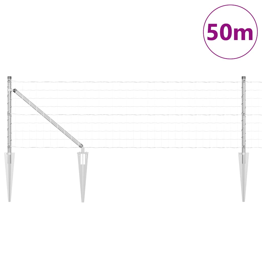 vidaXL Ευρωπαϊκός Φράχτης με 13 Μεταλλικές Αγκύρες 0.4x50 μ Γαλβανισμένο Ατσάλι