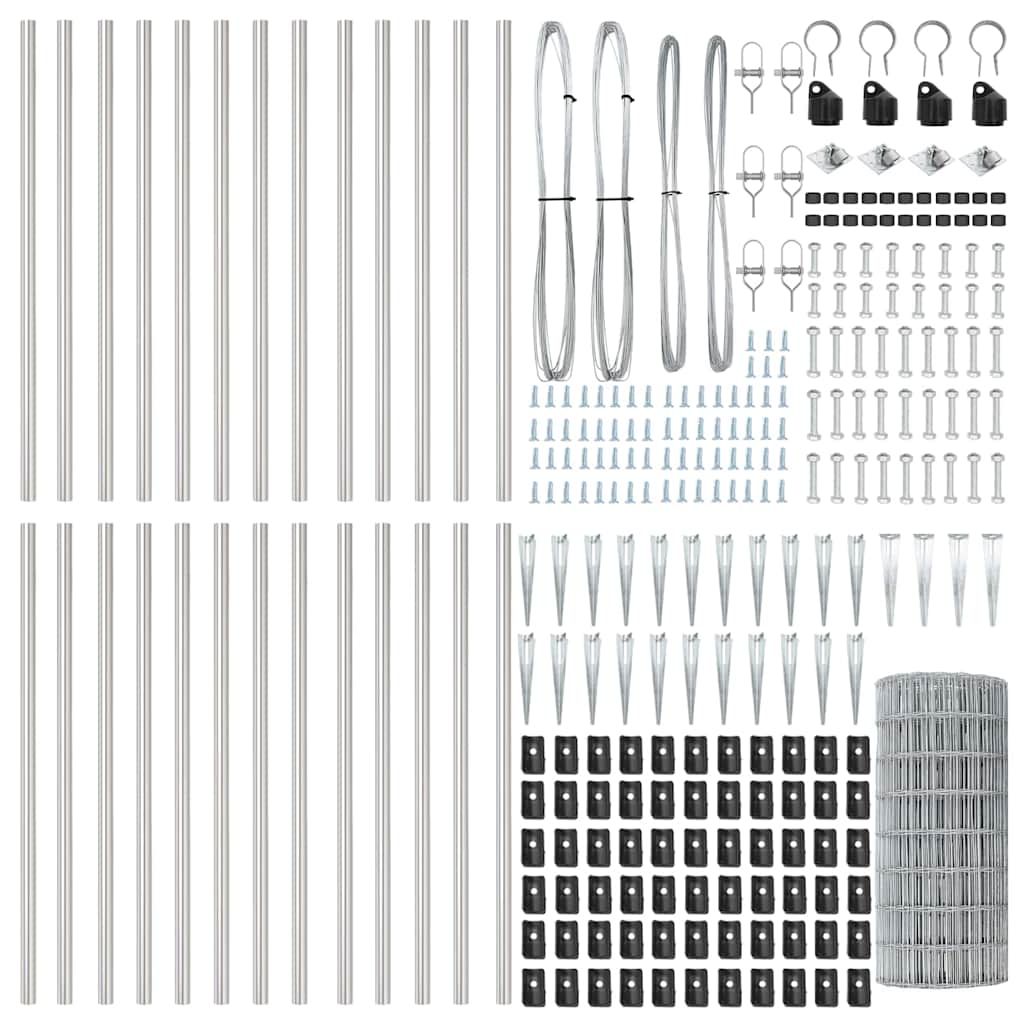 vidaXL Ευρωπαϊκός Φράχτης με 13 Σπιράλ Πόστα 0.6x50 μ Γαλβανισμένος Χάλυβας
