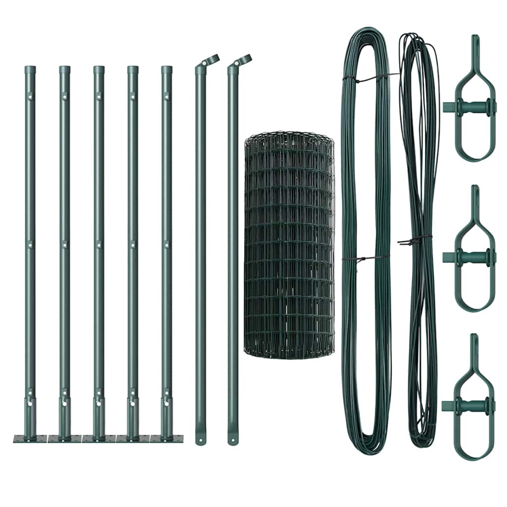 vidaXL Ευρωπαϊκή Περίφραξη με 7 Φλαντζωτά Στηλοί 0.6x10 μ Γαλβανισμένος Χάλυβας