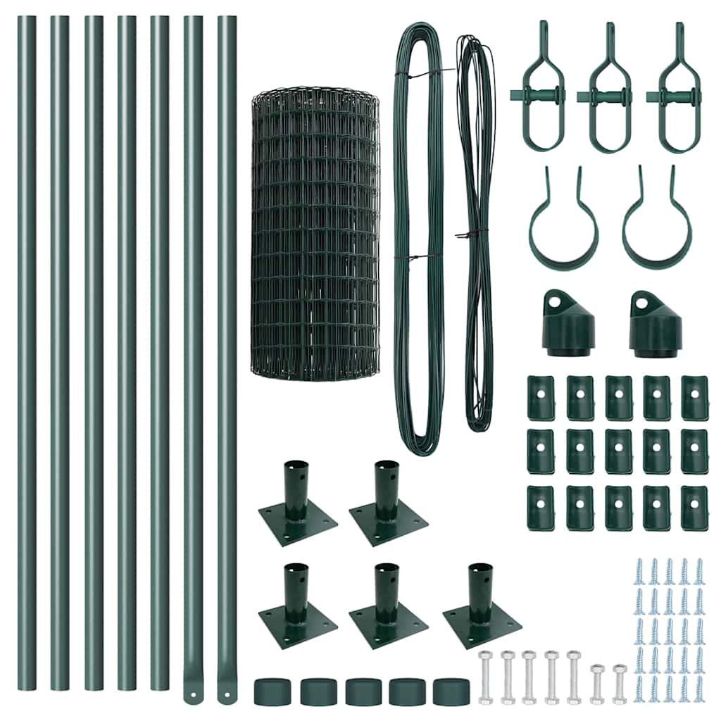 vidaXL Ευρωπαϊκή Περίφραξη με 7 Φλαντζωτά Στηλοί 0.6x10 μ Γαλβανισμένος Χάλυβας