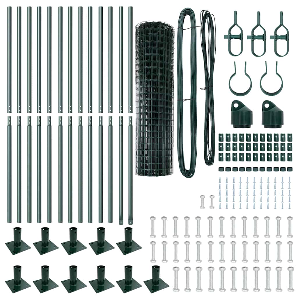 vidaXL Euro Fence με 13 Φλαγκερ Στήλες 1x25 μ Γαλβανισμένος Χάλυβας