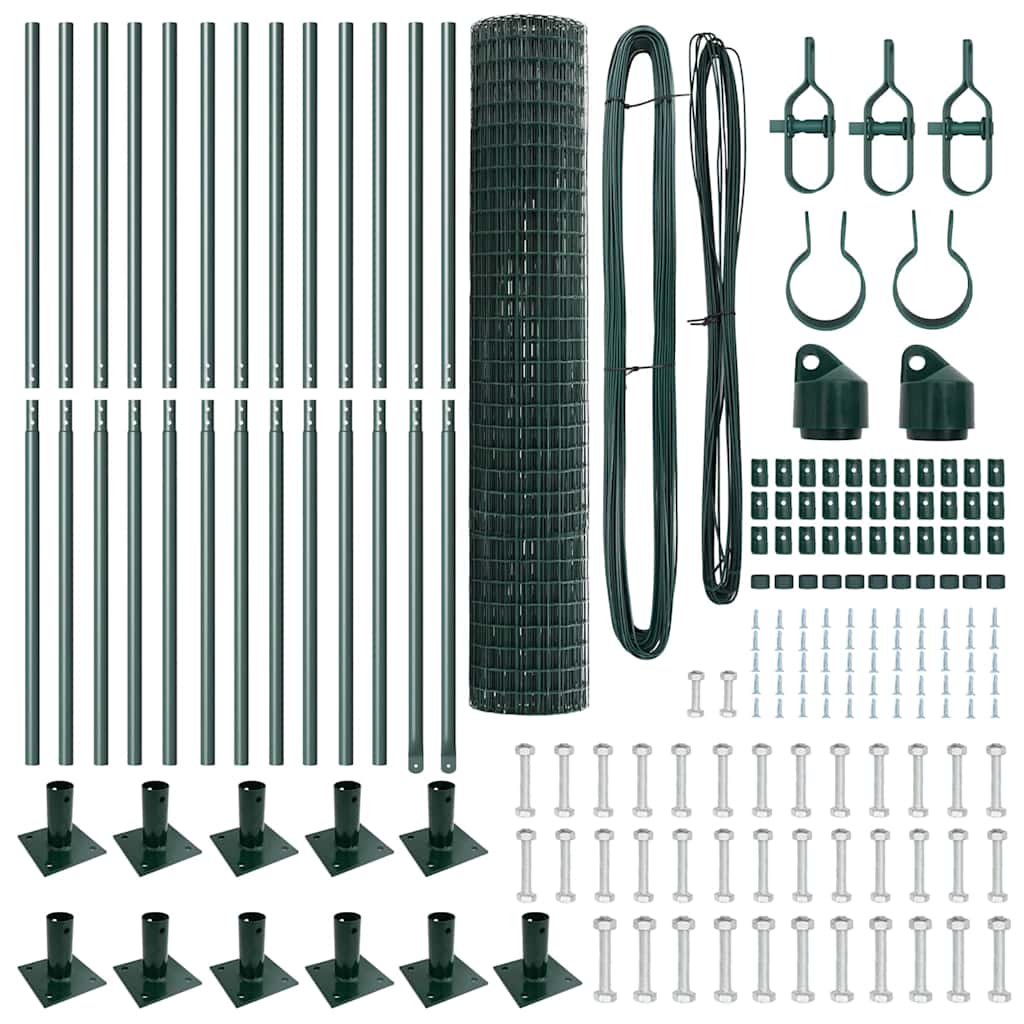 vidaXL Euro Fence με 13 Σωρούς Φλάντζας 1.2x25 μ Γαλβανισμένο Ατσάλι