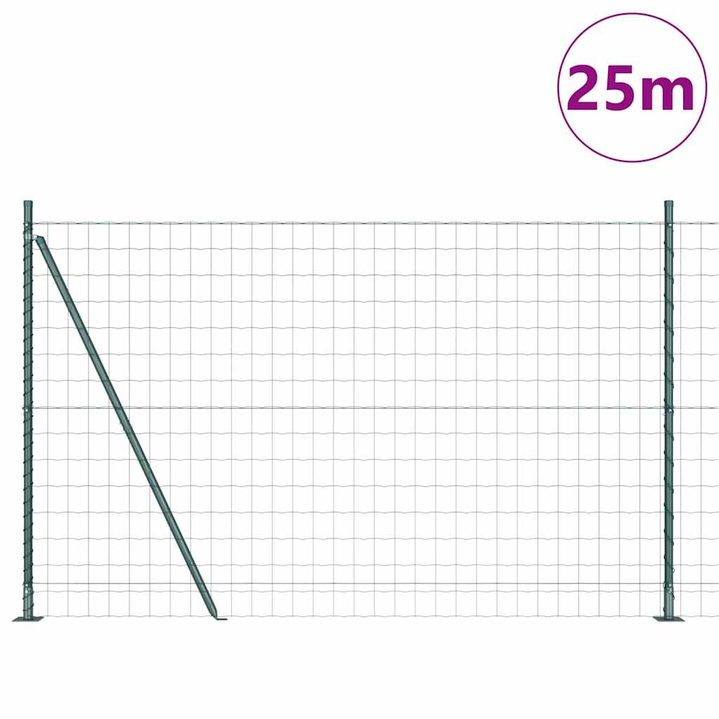 vidaXL Euro Fence με 13 φλαντζοειδείς πόλους 1,2x25 μ από γαλβανισμένο χάλυβα