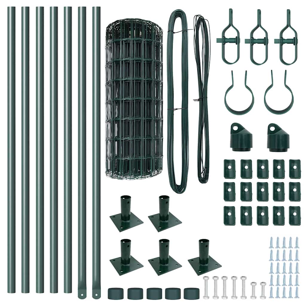 vidaXL Ευρωπαϊκή Περίφραξη με 7 Στηρίγματα Φλαντζά 0.6x10 μ Γαλβανισμένος Χάλυβας