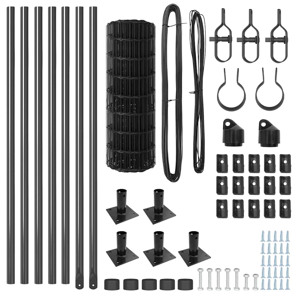 vidaXL Euro Φράχτης με 7 Γλωττίδες 0.6x10 m Γαλβανισμένος Χάλυβας