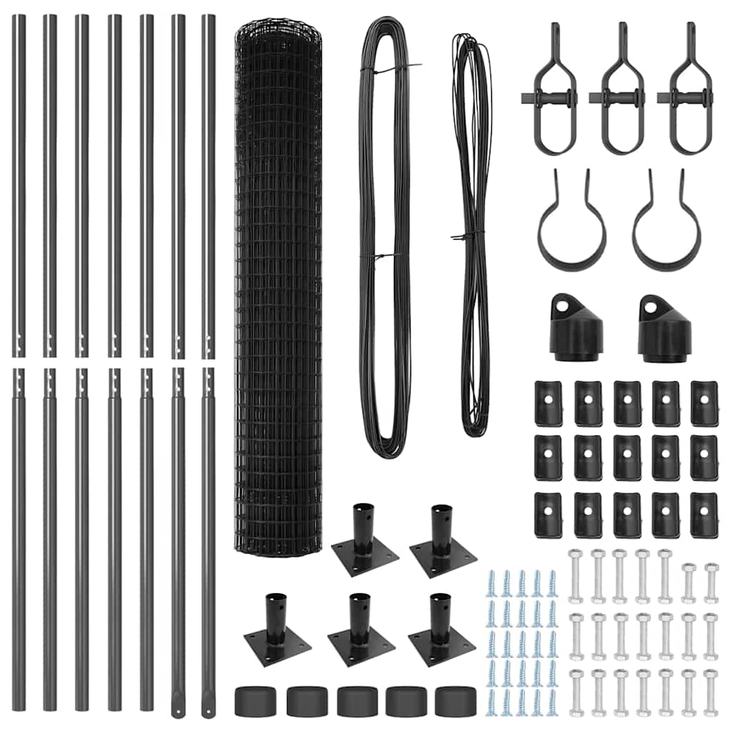 vidaXL Ευρωπαϊκή Περίφραξη με 7 Στηρίγματα 1.5x10 μ Γαλβανισμένο Ατσάλι