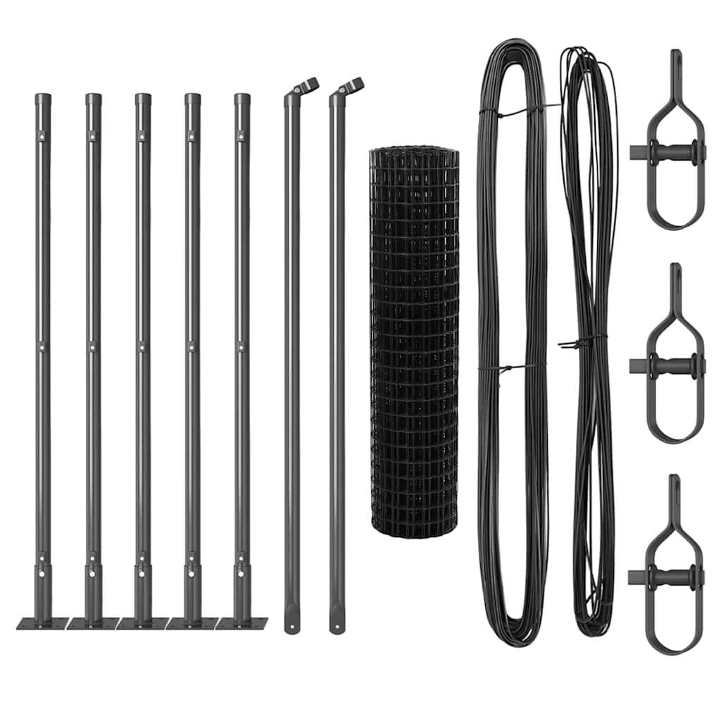vidaXL Euro Fence με 7 Φλαντζωτές Στήλες 0.4x10 μ Γαλβανισμένο Ατσάλι.