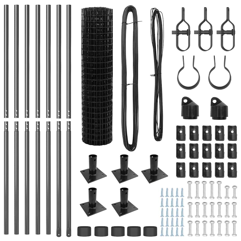 vidaXL Ευρωπαϊκή Περίφραξη με 7 Φλαντζωτές Στήλες 0,8x10 μ Γαλβανισμένος Χάλυβας