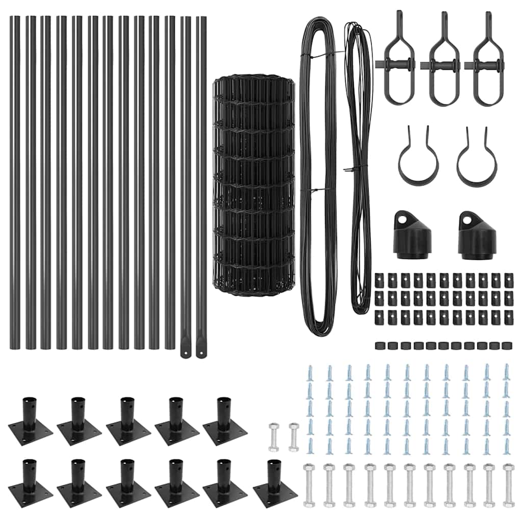 vidaXL Ευρωπαϊκή περίφραξη με 13 φλαντζωτές θέσεις 0.6x25 μ γαλβανισμένος χάλυβας