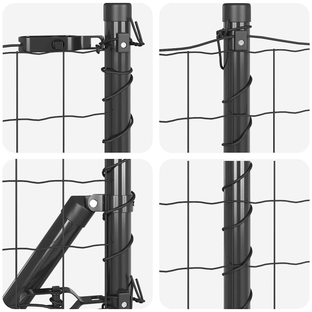 vidaXL Euro Fence με 13 Στελέχη 0.8x25 μ Galvanised Steel