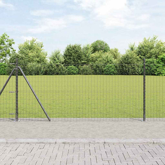 vidaXL Euro Fence με 13 Στελέχη 0.8x25 μ Galvanised Steel