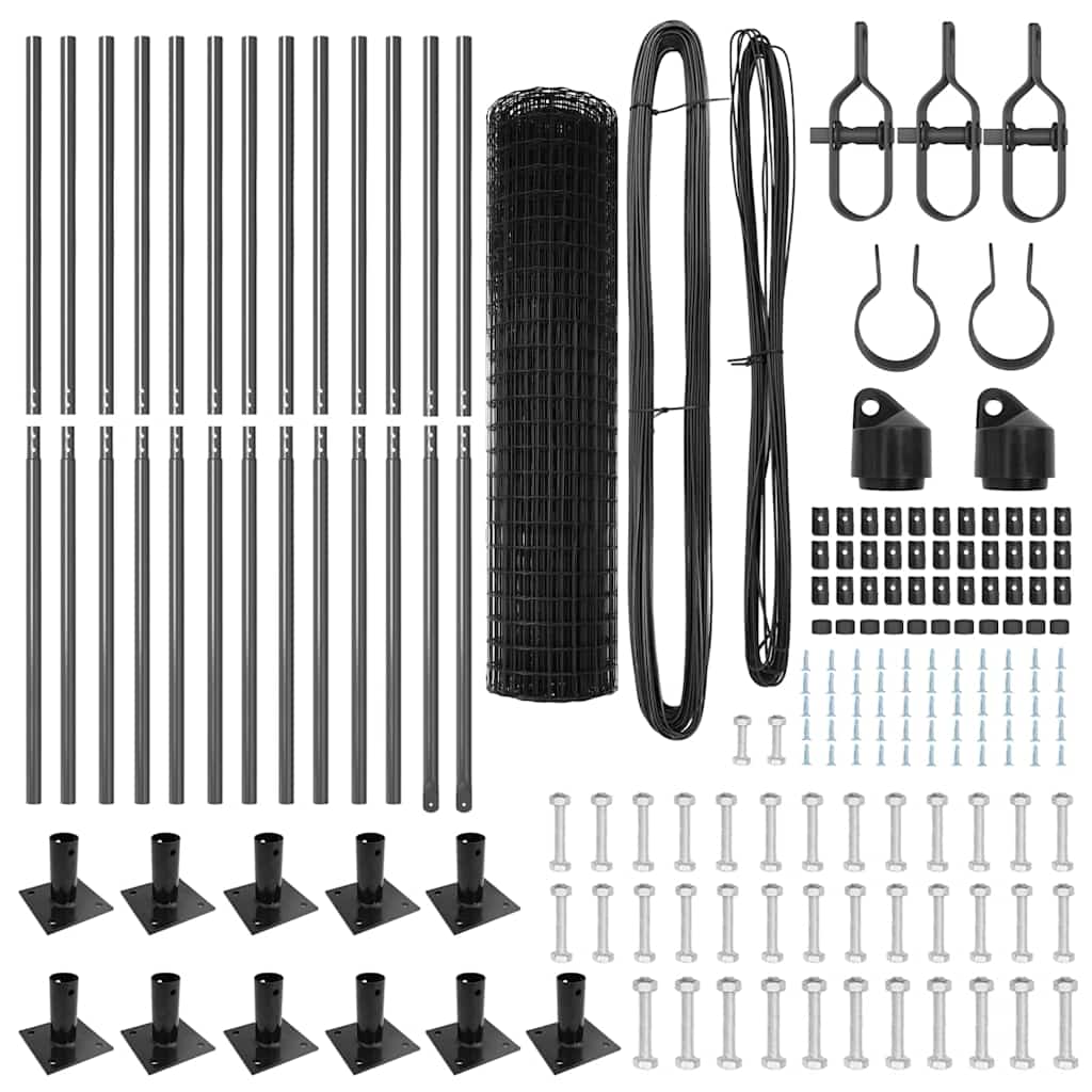 vidaXL Euro Fence με 13 πλαισιωμένους πόλους 1x25 μ Γαλβανισμένος χάλυβας
