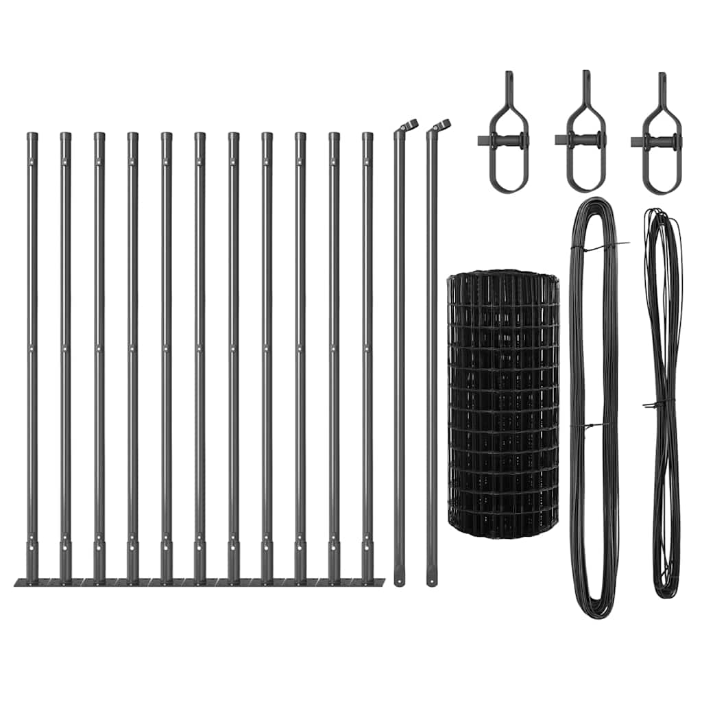 vidaXL Euro Fence με 13 Φλαγγμένες Στήλες 0.6x25 μ Γαλβανισμένος Χάλυβας