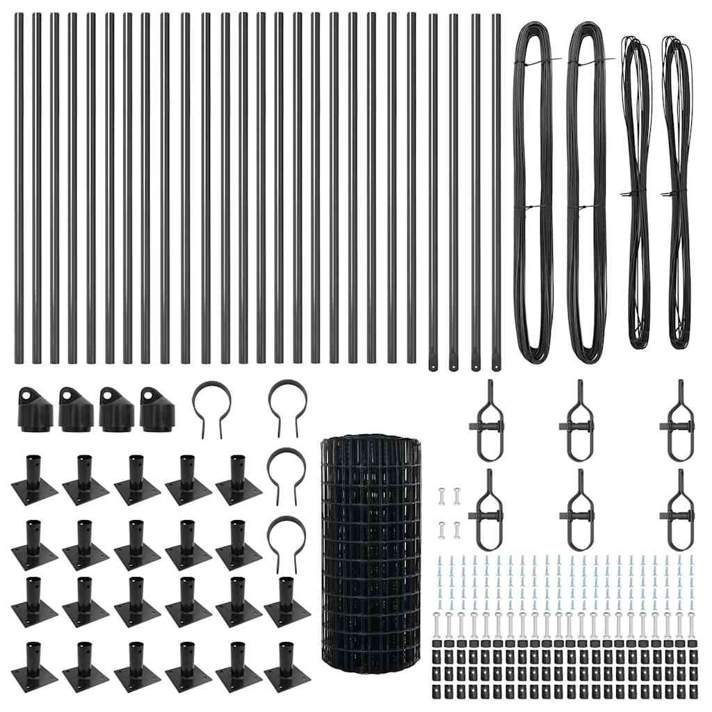 vidaXL Euro Fence με 13 Φλαντζωτές Κολώνες 0.4x50 μ Γαλβανισμένο Ατσάλι