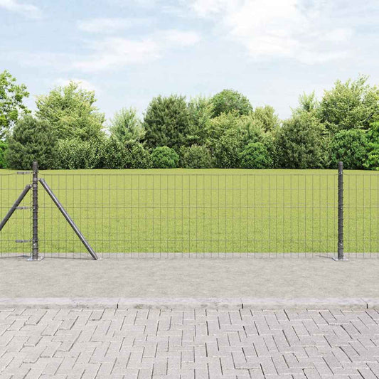 vidaXL Euro Fence με 13 φλαντζωτούς πόλους 0.4x50 m γαλβανισμένος χάλυβας