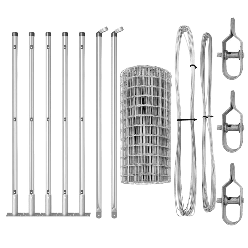 vidaXL Ευρωφράχτης με 7 Σταθερές Στήλες 0.6x10 μ Γαλβανισμένο Ατσάλι
