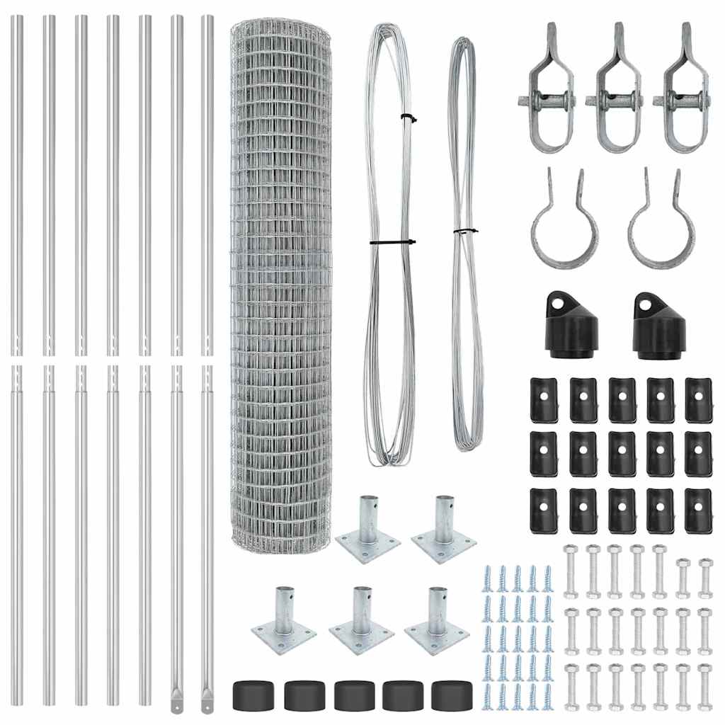 vidaXL Ευρωπαϊκό Φράχτη με 7 Πλαϊνές Στήλες 1.6x10 μ. Γαλβανισμένος ατσάλι
