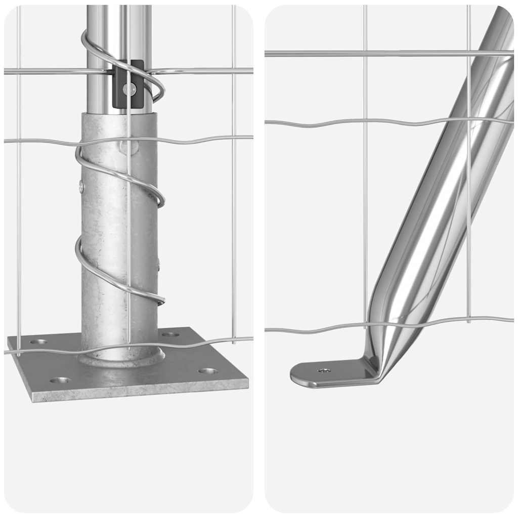 vidaXL φράκτης Euro με 7 φλαντζωτούς πόλους 0.4x10 μ Γαλβανισμένος Χάλυβας