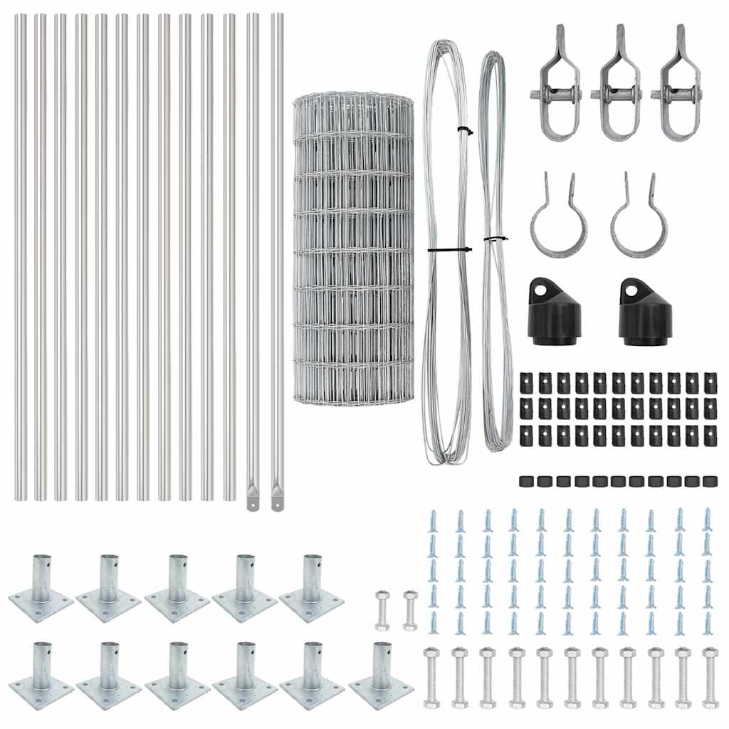 vidaXL Euro Fence με 13 Φλαντζωτούς Πόλους 0.6x25 μ Γαλβανισμένο Ατσάλι