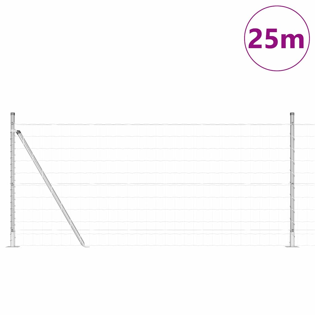 vidaXL Euro Fence με 13 Φλαντζαριστά Στηρίγματα 1x25 μ Γαλβανισμένο Ατσάλι