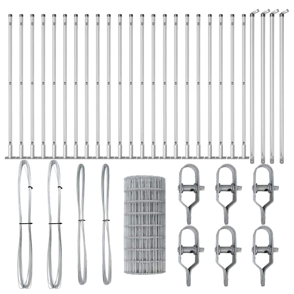 vidaXL Euro Fence με 13 Φλαγγέτες Πόστ 0.4x50 μ Γαλβανισμένος Χάλυβας
