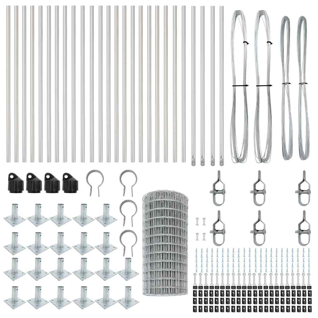 vidaXL Ευρωπαϊκή Περίφραξη με 13 Φλαντζωμένες Στήλες 0.6x50 μ Γαλβανισμένος Χάλυβας