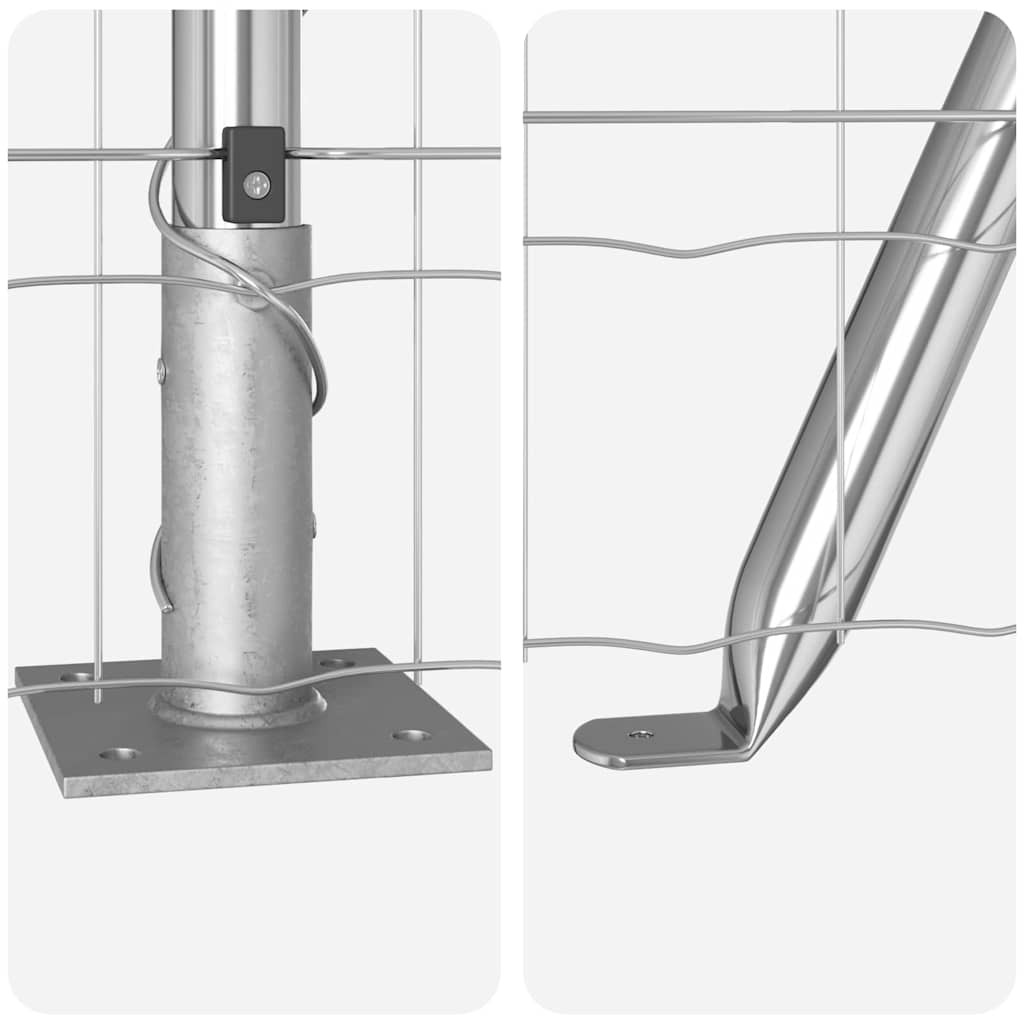 vidaXL Euro Fence με 7 φλαντζωτούς πόλους 1.4x10 μ Γαλβανισμένο ατσάλι