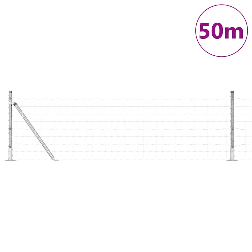 vidaXL Euro Fence με 13 Φλαντζωτές Στηλές 0.4x50 m Γαλβανισμένος Χάλυβας