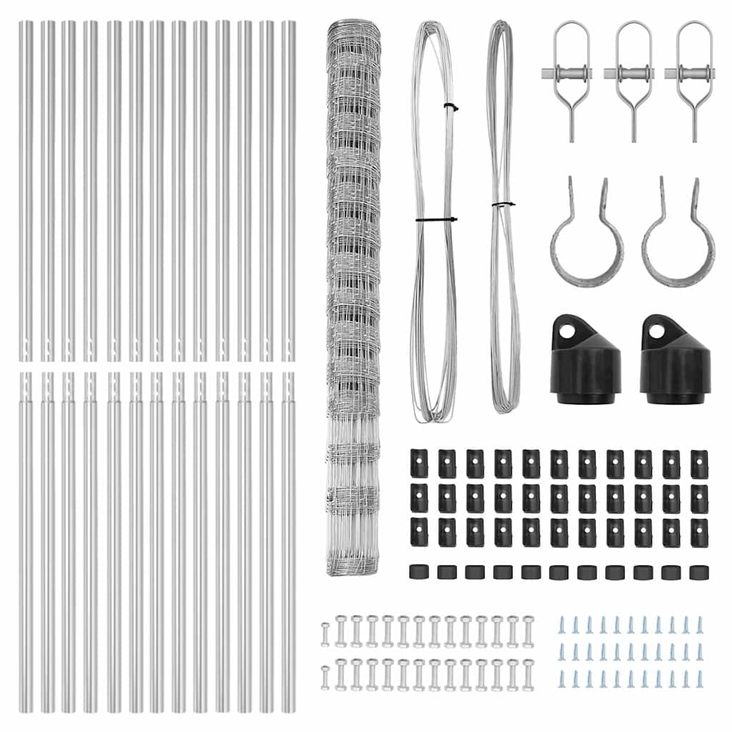 vidaXL Περίφραξη αγρού Ασημί 25 x 1.6 μ Γαλβανισμένος χάλυβας