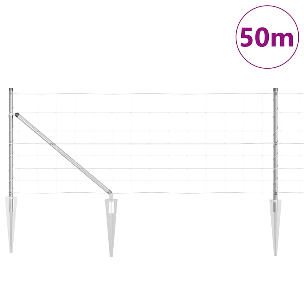 vidaXL Περίφραξη αγρού Ασημί 50 x 0.8 m Γαλβανισμένος χάλυβας