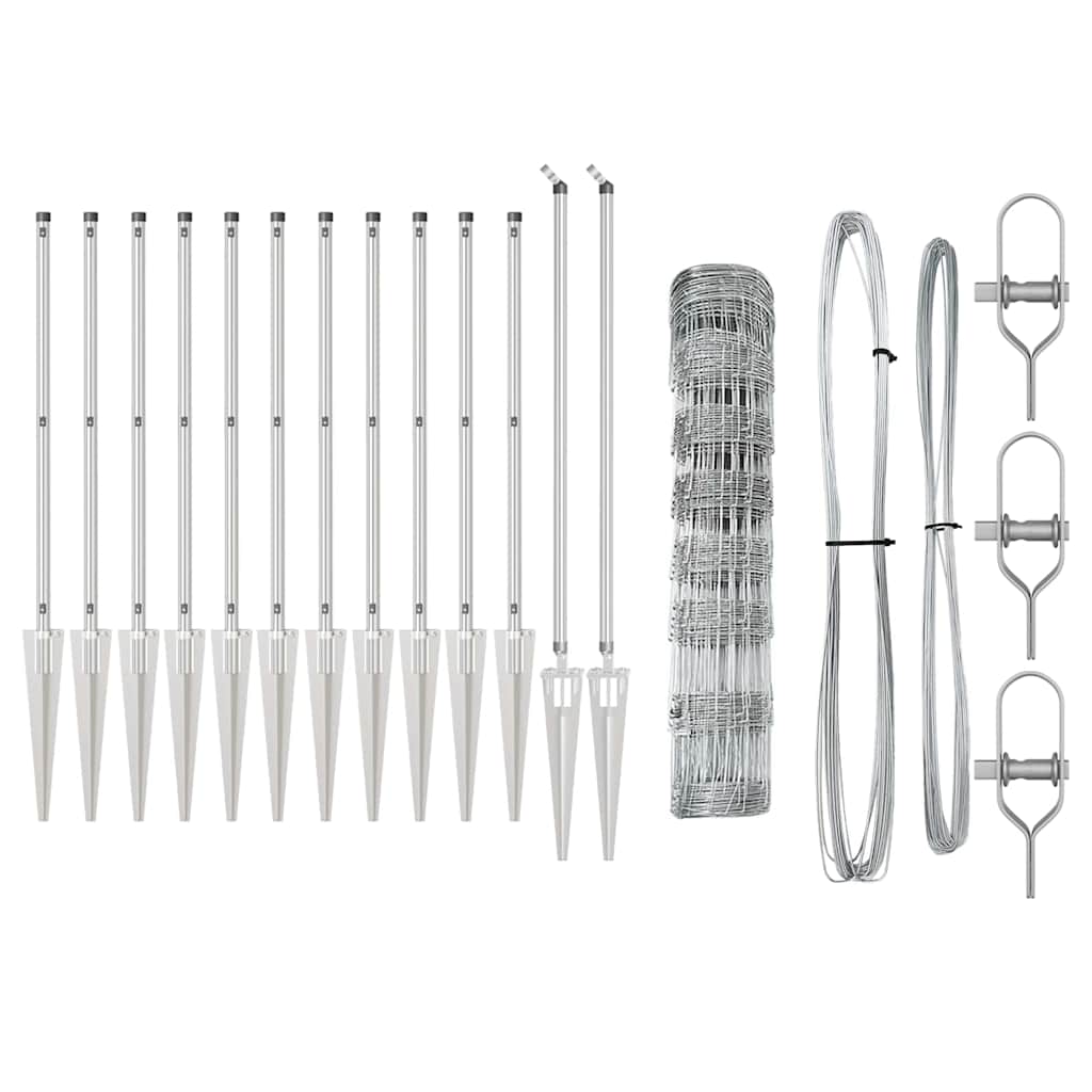 vidaXL Φράκτης Πεδίων 0.8x50 m Χαλυβδόφυλλο