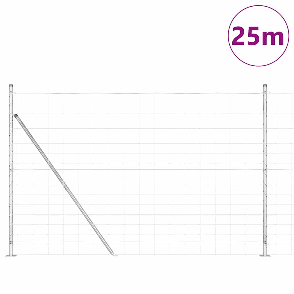 vidaXL Φράκτης πεδίου 1.6x25 m Γαλβανισμένος χάλυβας
