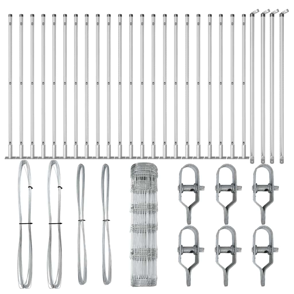 vidaXL Περίφραξη αγρού Ασημί 50 x 0.8 m Γαλβανισμένος χάλυβας