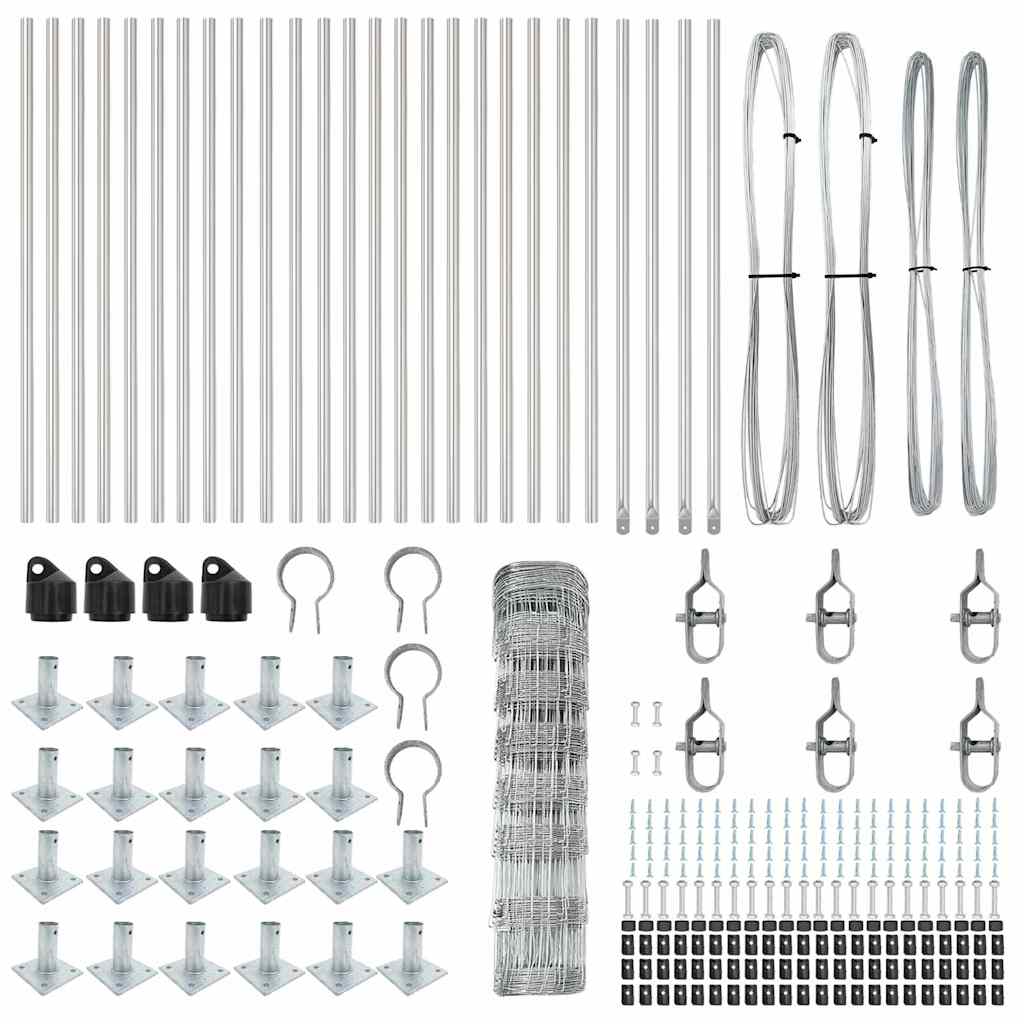 vidaXL Περίφραξη αγρού Ασημί 50 x 0.8 m Γαλβανισμένος χάλυβας