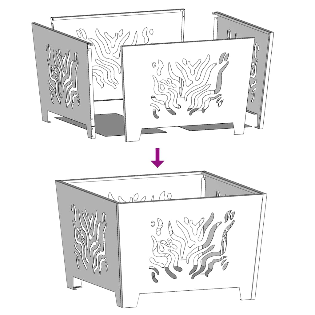 vidaXL Φωτιά Μαύρο 60 x 60 x 40 cm Ατσάλι